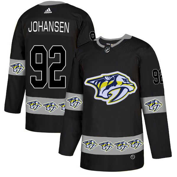 Men Nashville Predators #92 Johansen Black Adidas Fashion NHL Jersey